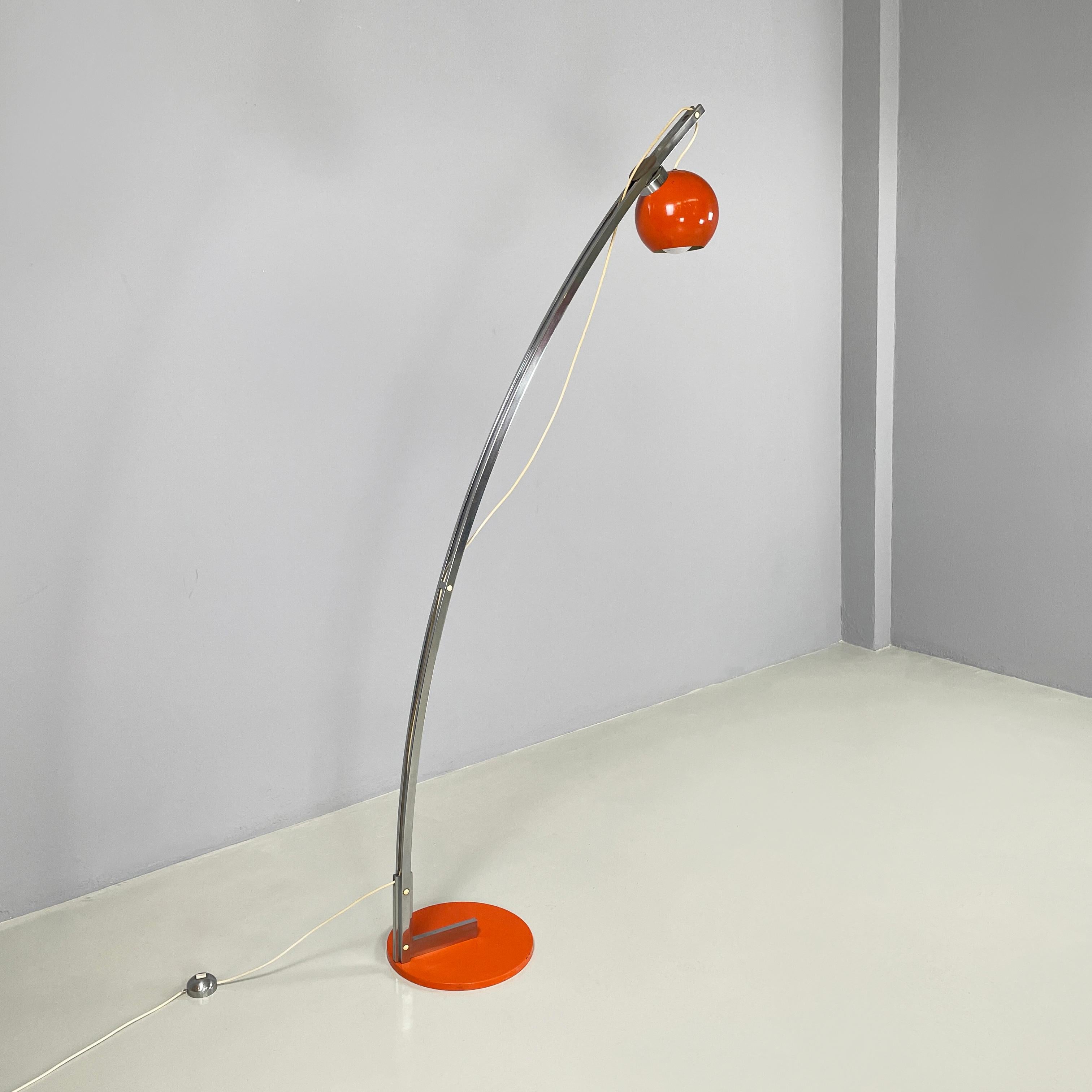 Space Age Italian space age Adjustable floor lamp in metal and orange metal, 1970s For Sale