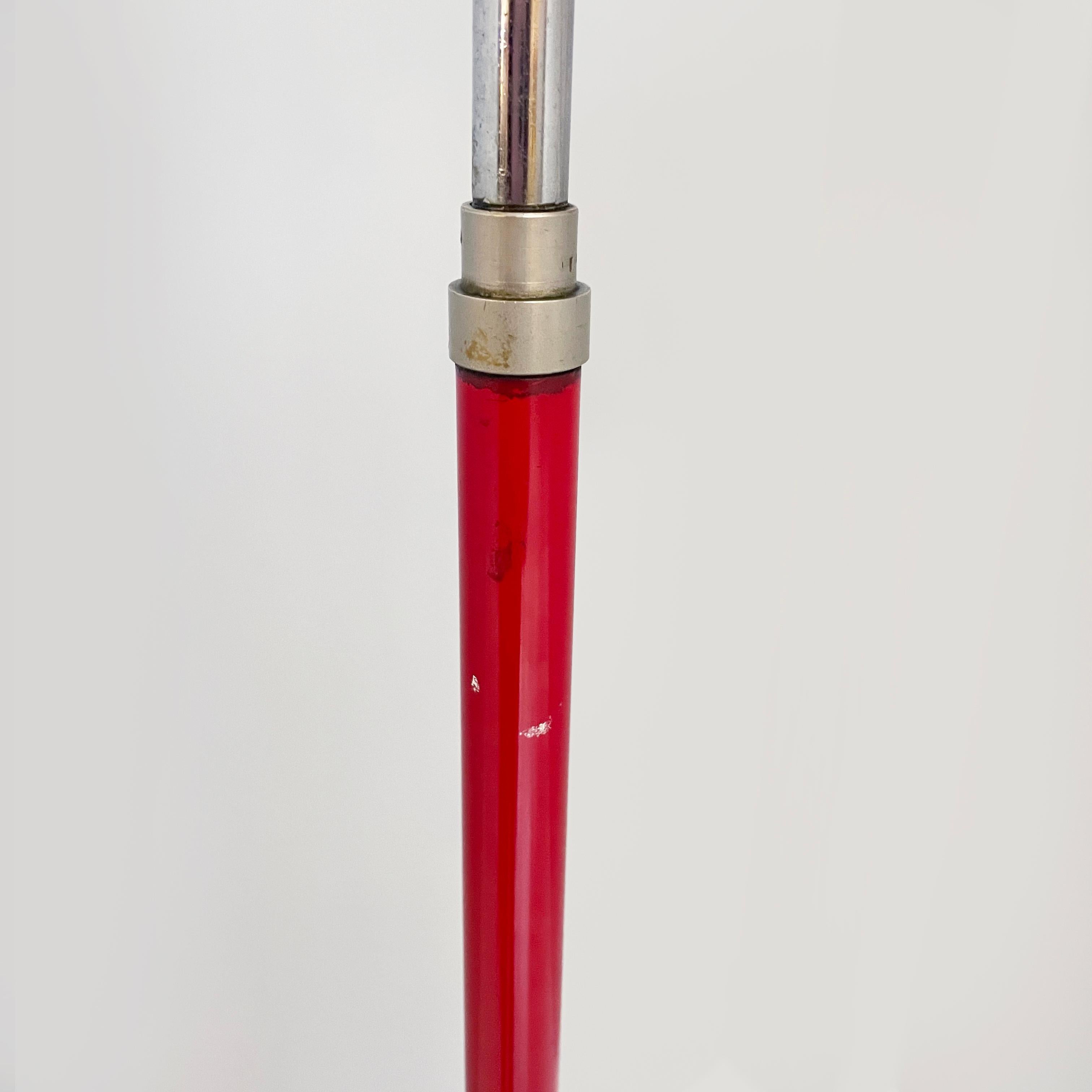 Italian space age Adjustable floor lamp in red metal and marble, 1970s For Sale 8