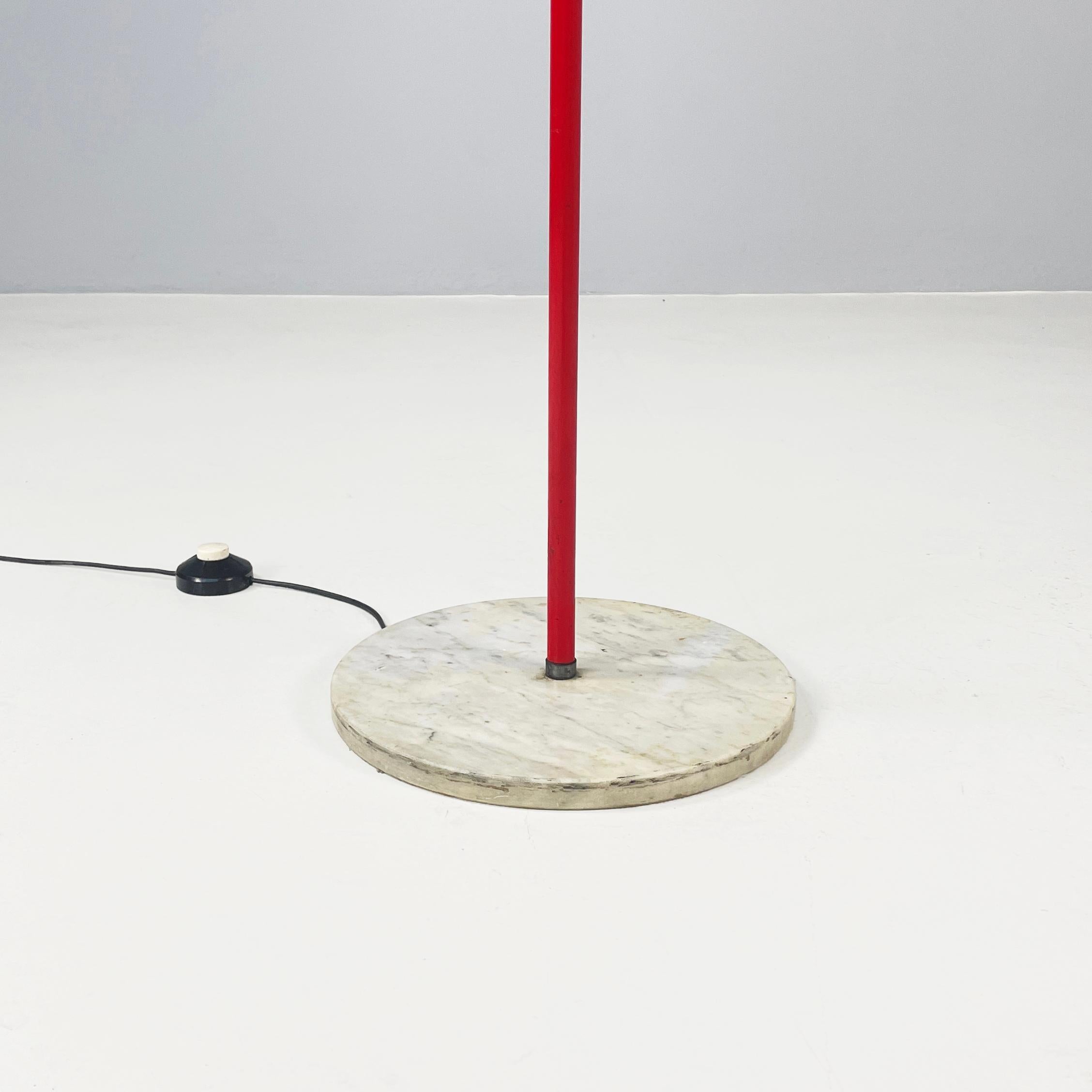 Italian space age Adjustable floor lamp in red metal and marble, 1970s For Sale 9