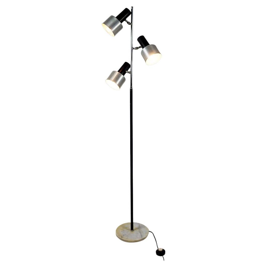 Italian Space Age Aluminum and black lacquered Metall Spot Floor Lamp For Sale