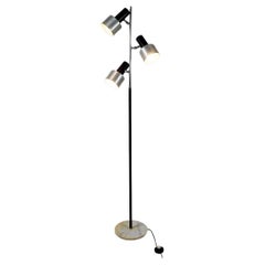 Italian Space Age Aluminum and black lacquered Metall Spot Floor Lamp