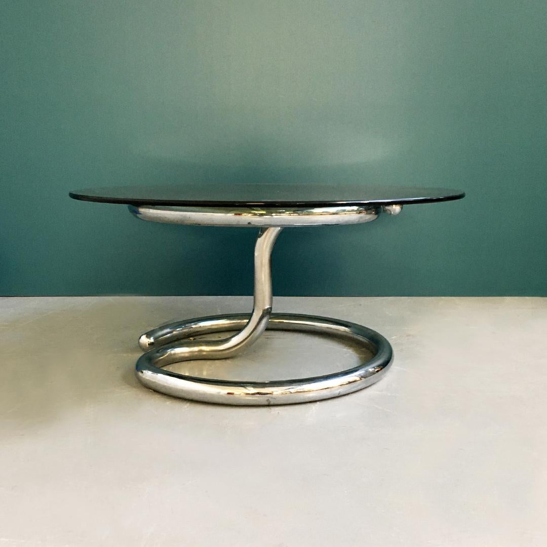 Italian Space Age Anaconda smoked Glass Coffee Table by Paul Tuttle, 1970s In Good Condition For Sale In MIlano, IT