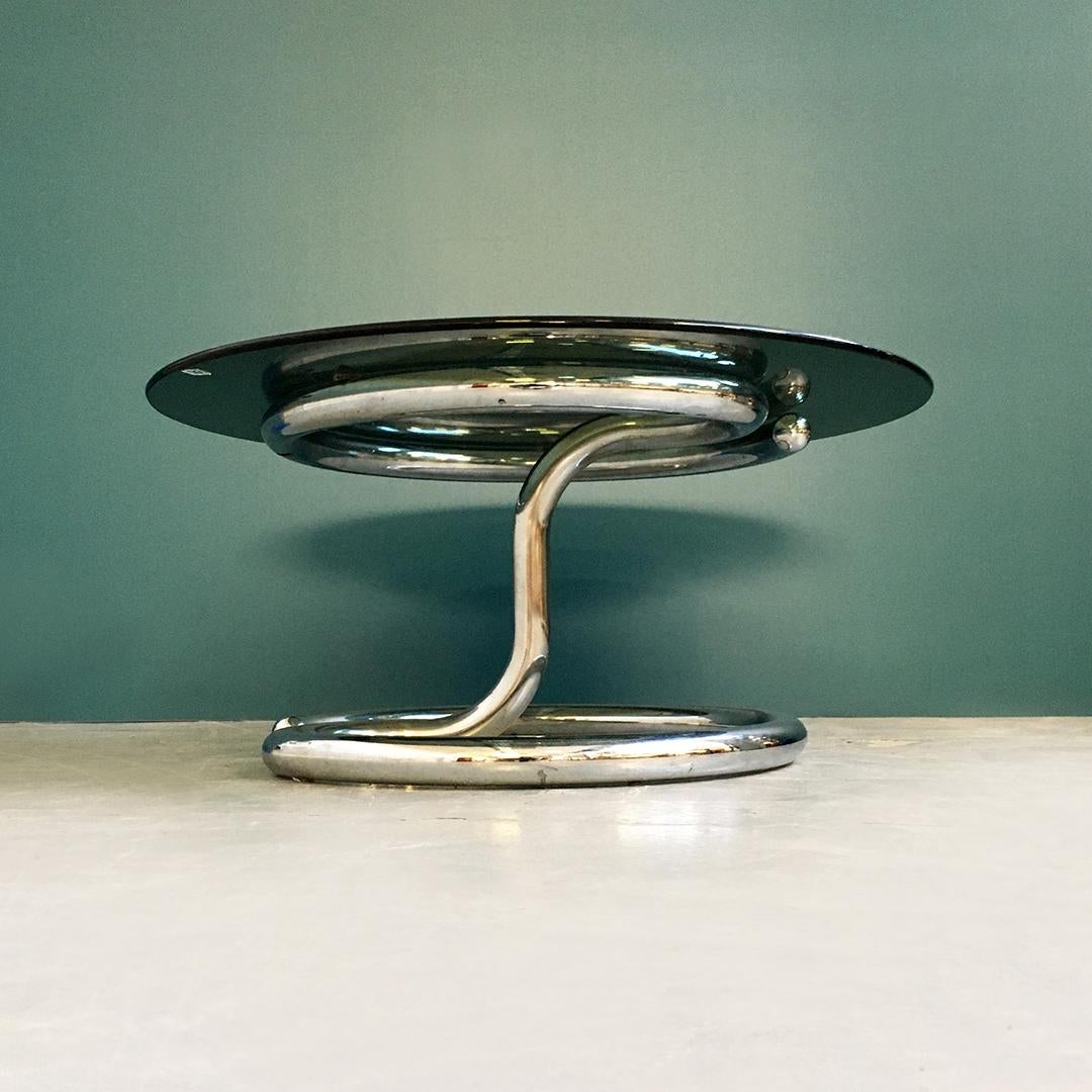 Late 20th Century Italian Space Age Anaconda smoked Glass Coffee Table by Paul Tuttle, 1970s For Sale
