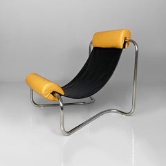 Poltrona italiana Space AGE in similpelle e metallo cromato, anni '70