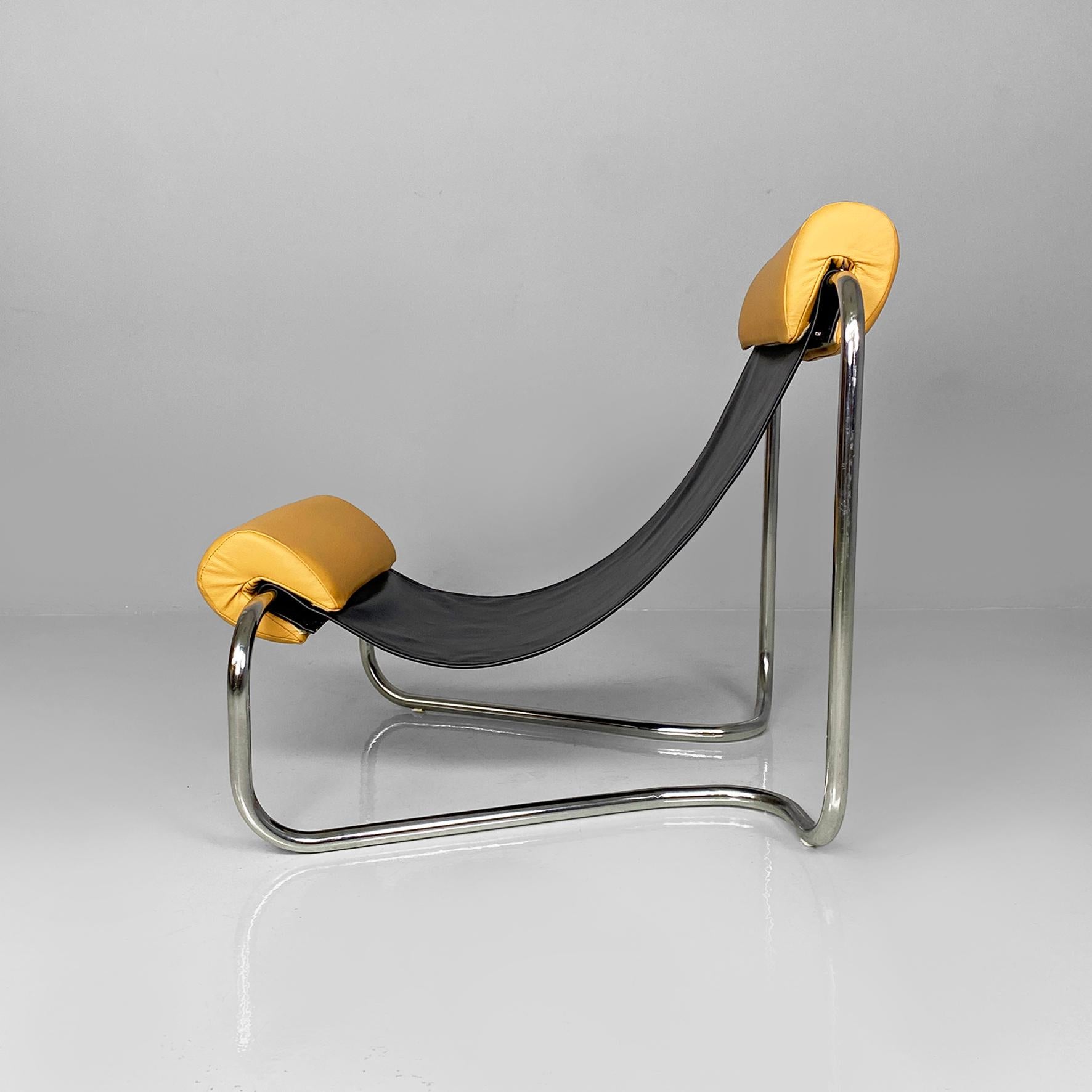 italien Fauteuil AGE en simili-cuir et métal chromé, 1970 en vente