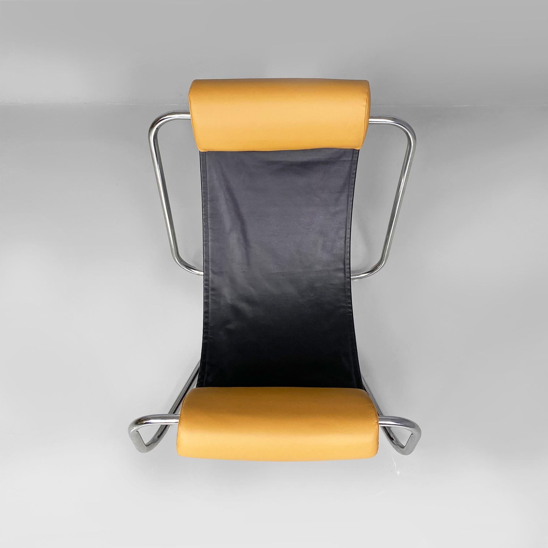 Fauteuil AGE en simili-cuir et métal chromé, 1970 Bon état - En vente à MIlano, IT
