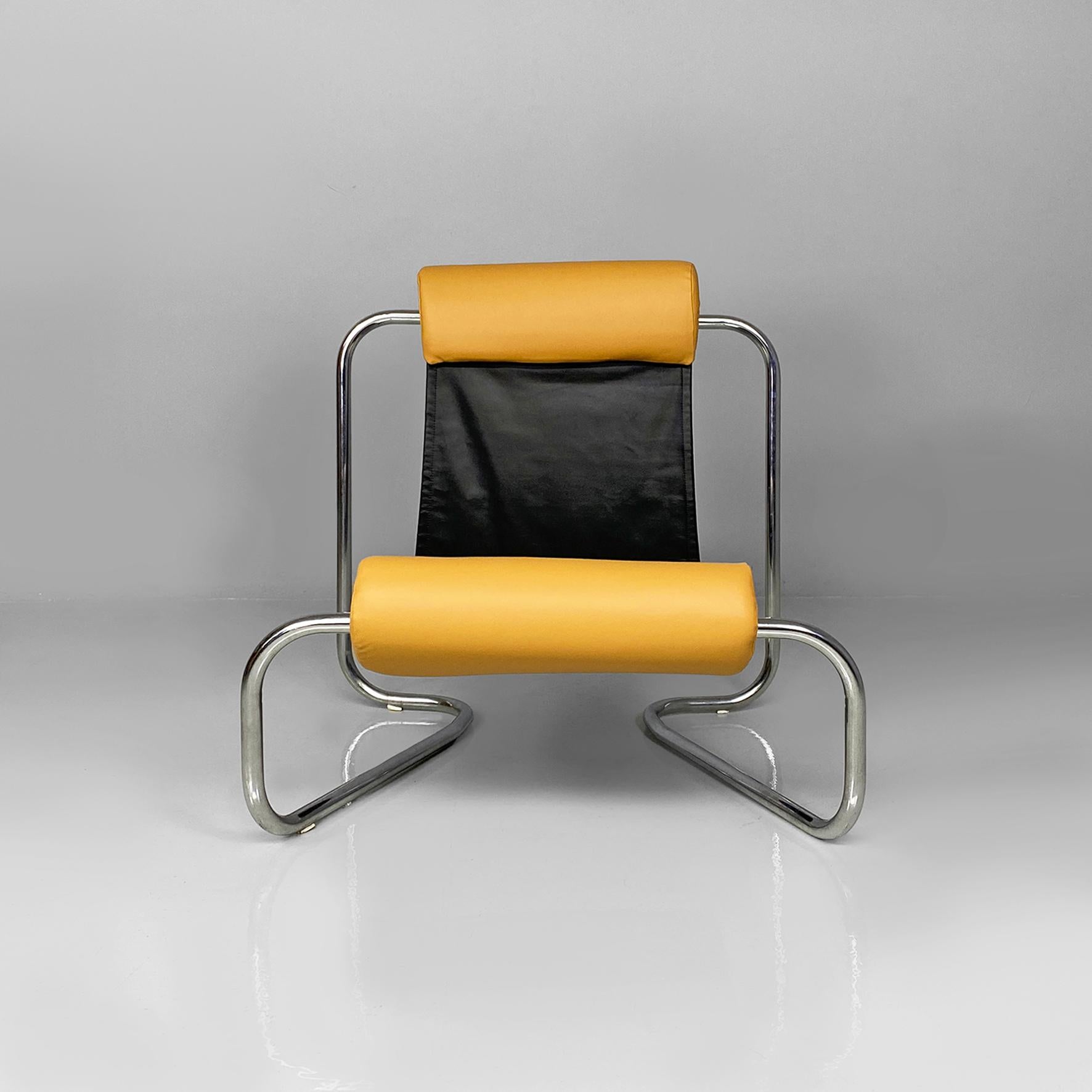 Fin du 20e siècle Fauteuil AGE en simili-cuir et métal chromé, 1970 en vente