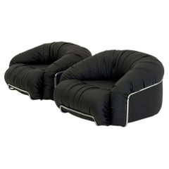Italian Space Age armchairs in black