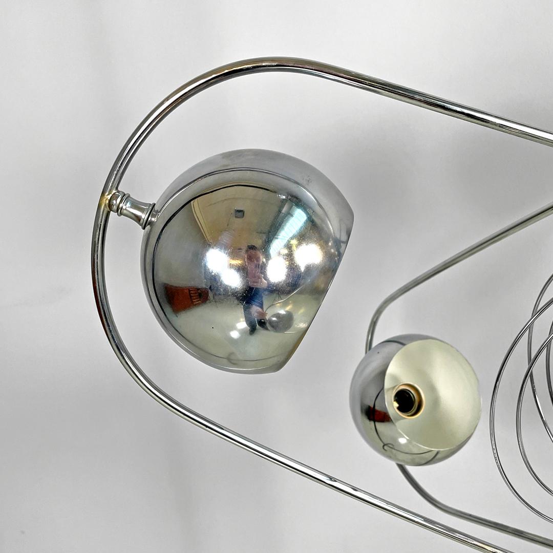 Italian Space Age atom shaped ceiling lamp in chromed metal, 1970s For Sale 9