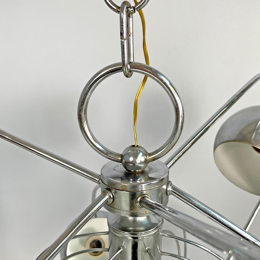 Italian Space Age atom shaped ceiling lamp in chromed metal, 1970s For Sale 2