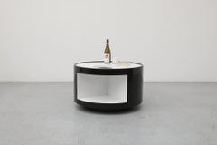 Italian Space Age Black and White Rolling Bar Cart and Side Table, Circa 1980s