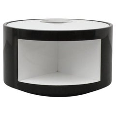 Italian Space Age Black and White Rolling Bar Cart and Side Table, Circa 1980s