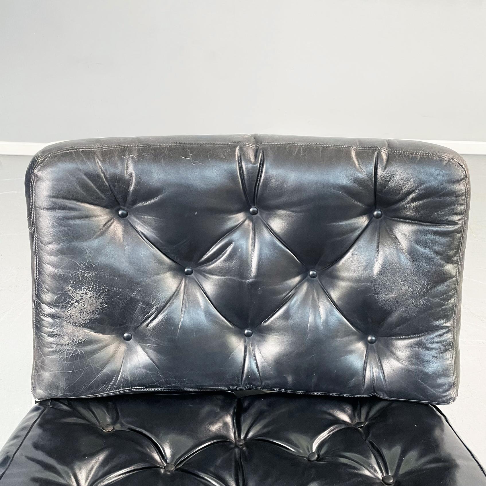 Italian Space Age Black Leather and Abs Plastic Armchair by Play, 1970s For Sale 3