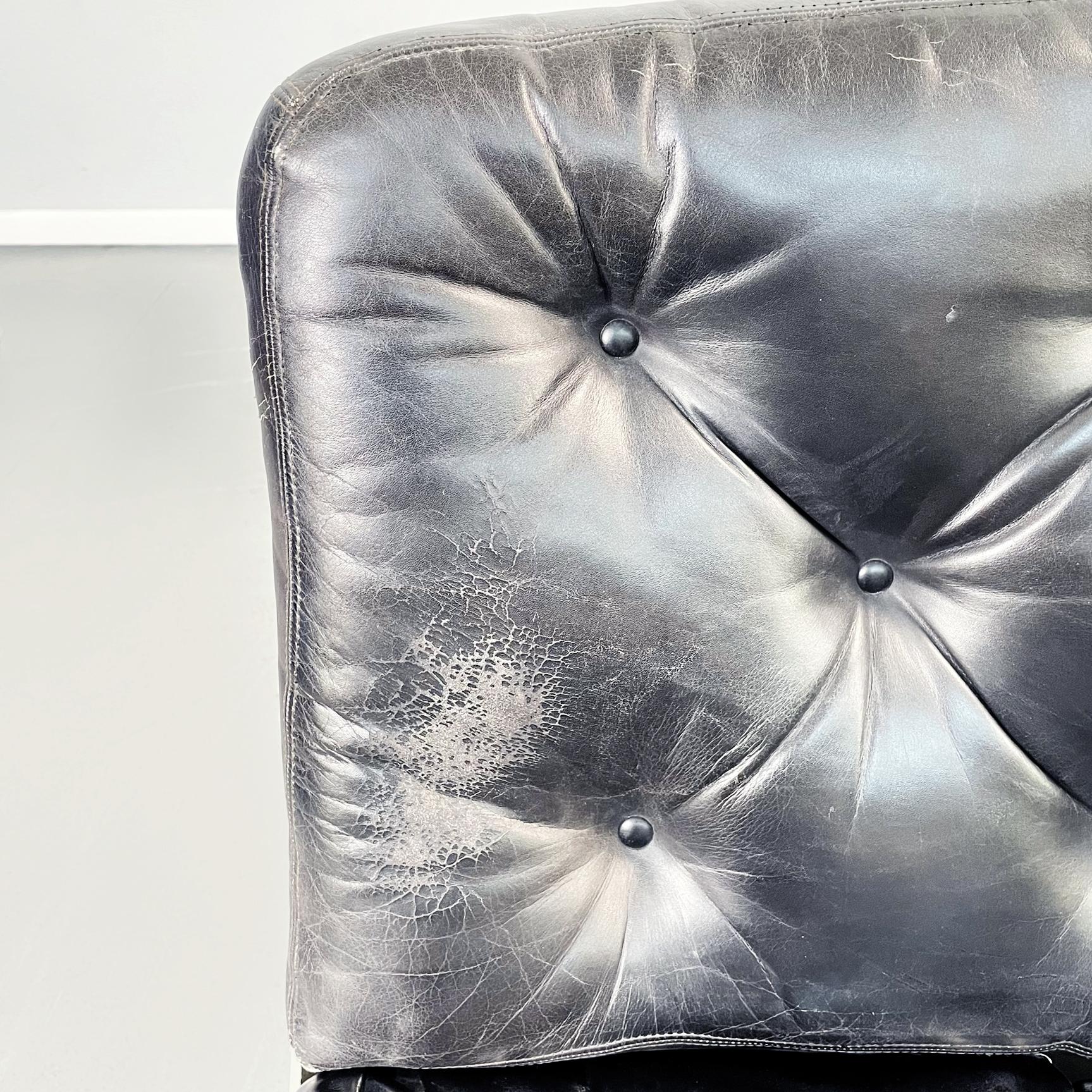 Italian Space Age Black Leather and Abs Plastic Armchair by Play, 1970s For Sale 5