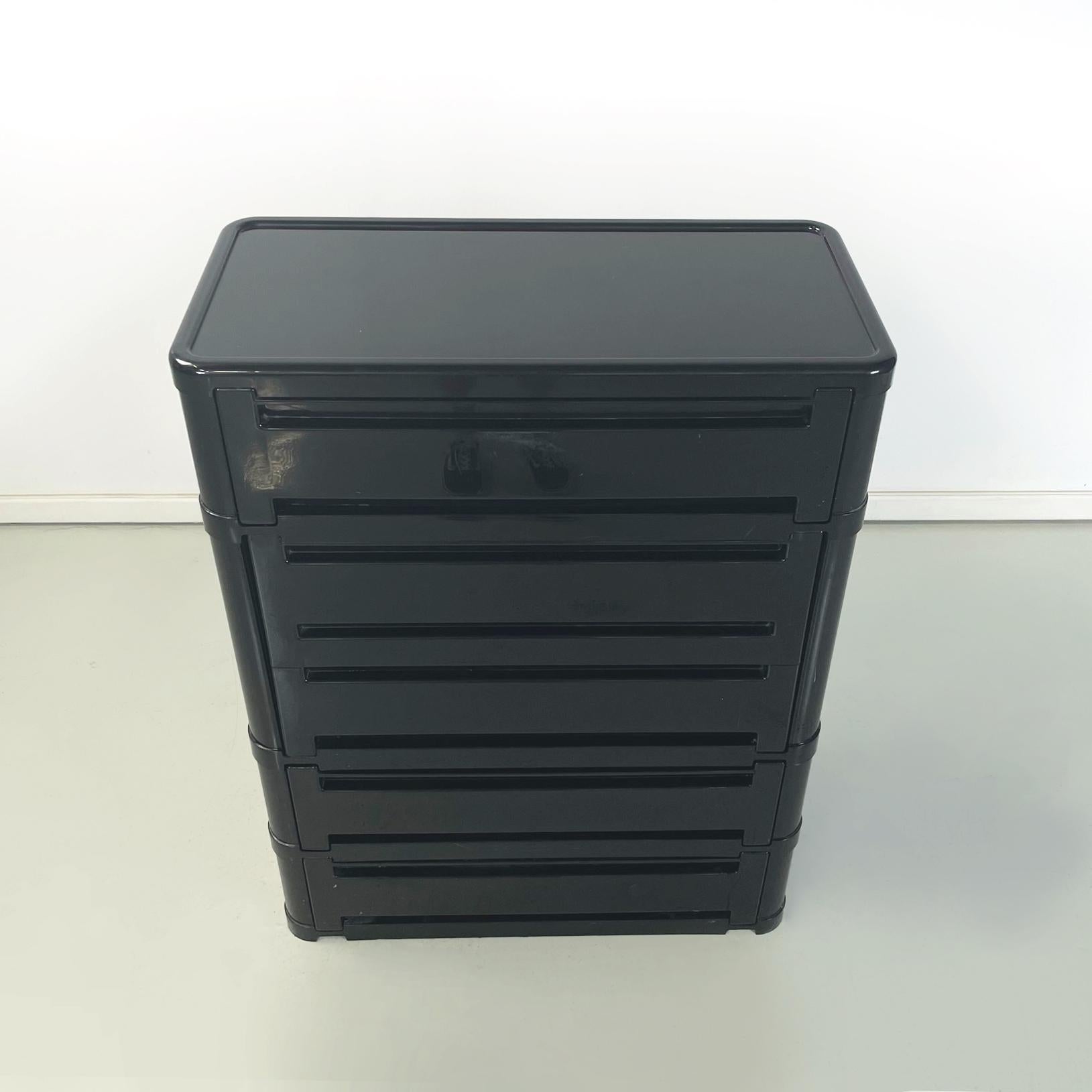 Space Age Italian Space age black modular chest of drawer 4964 Olaf Von Boh Kartell 1970s For Sale