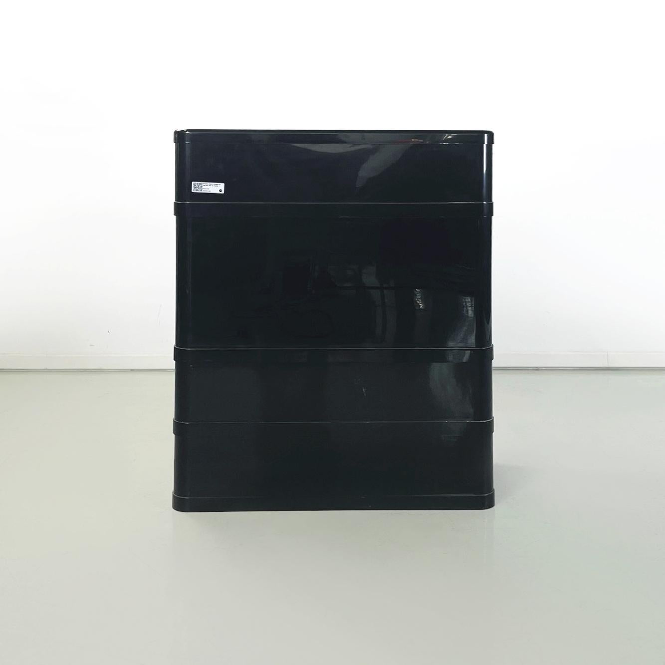 Late 20th Century Italian Space age black modular chest of drawer 4964 Olaf Von Boh Kartell 1970s For Sale