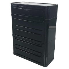 Used Italian Space age black modular chest of drawer 4964 Olaf Von Boh Kartell 1970s