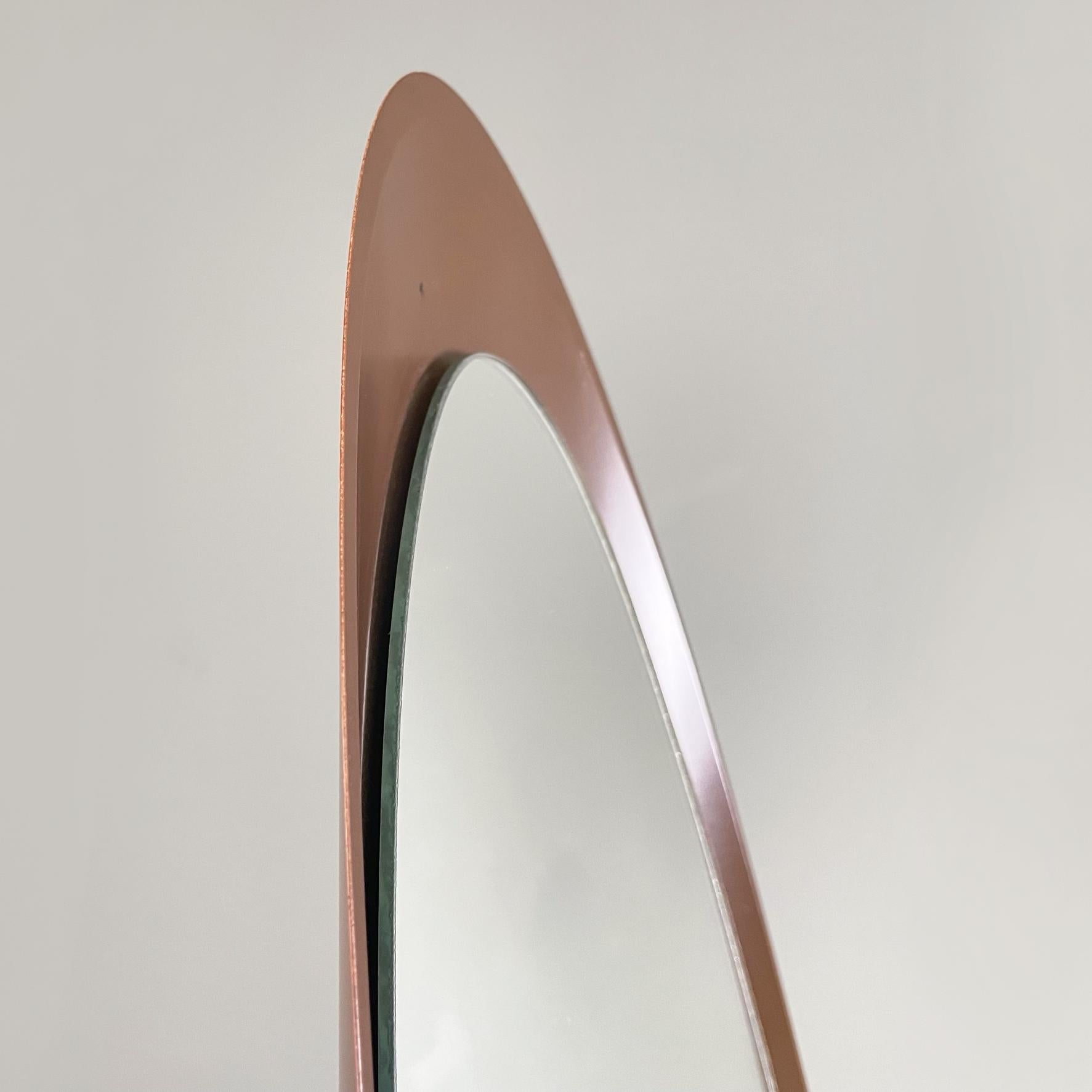 Plastic Italian space age Brown Floor mirror Unghia or Lipstick by Rodolfo Bonetto 1970s