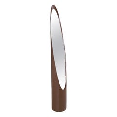 Italian space age Brown Floor mirror Unghia or Lipstick by Rodolfo Bonetto 1970s