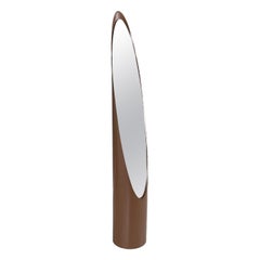 Italian space age Brown Floor mirror Unghia or Lipstick by Rodolfo Bonetto 1970s