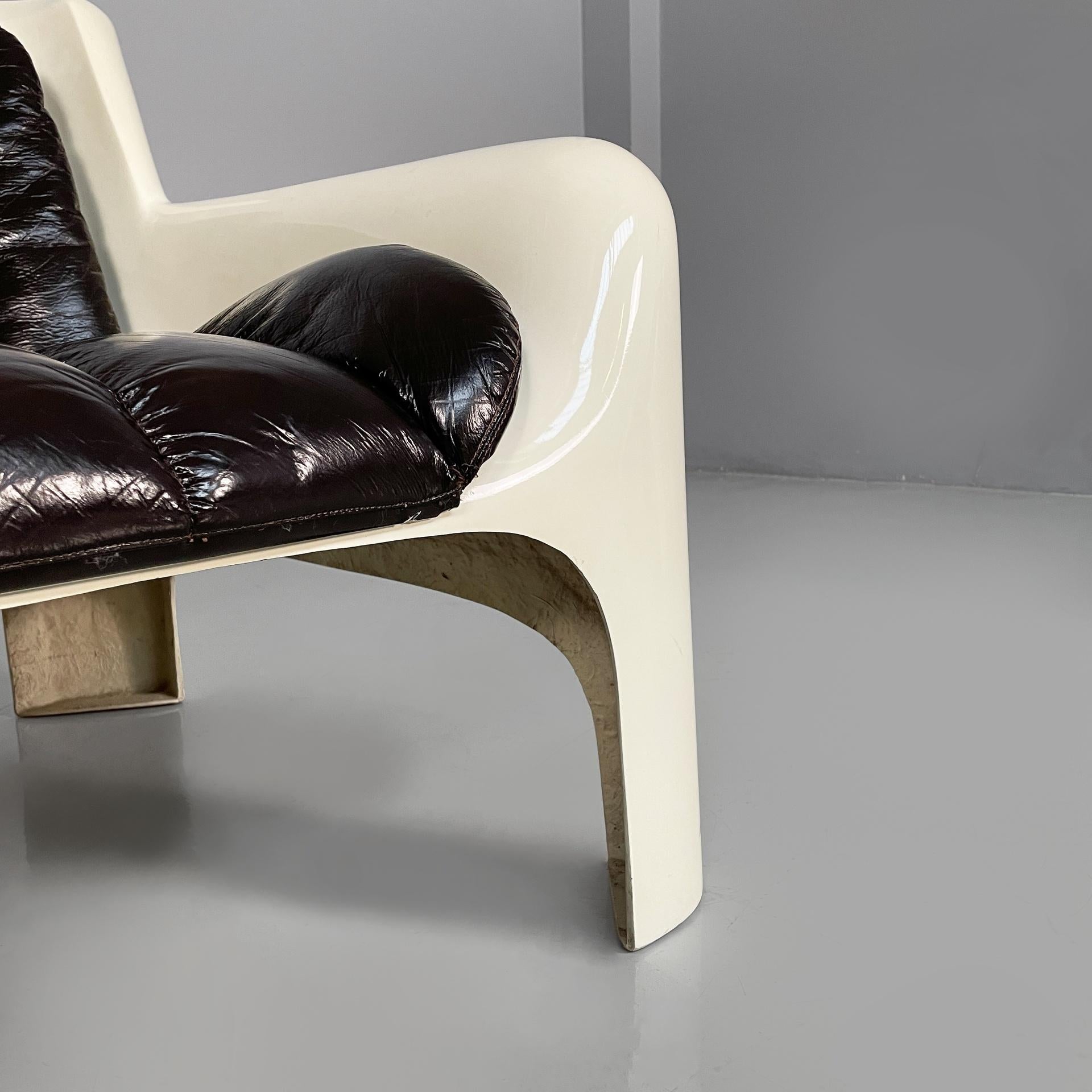 Fauteuils italiens de l'ère spatiale en cuir brun Gaia Carlo Bartoli Arflex, 1970 en vente 7