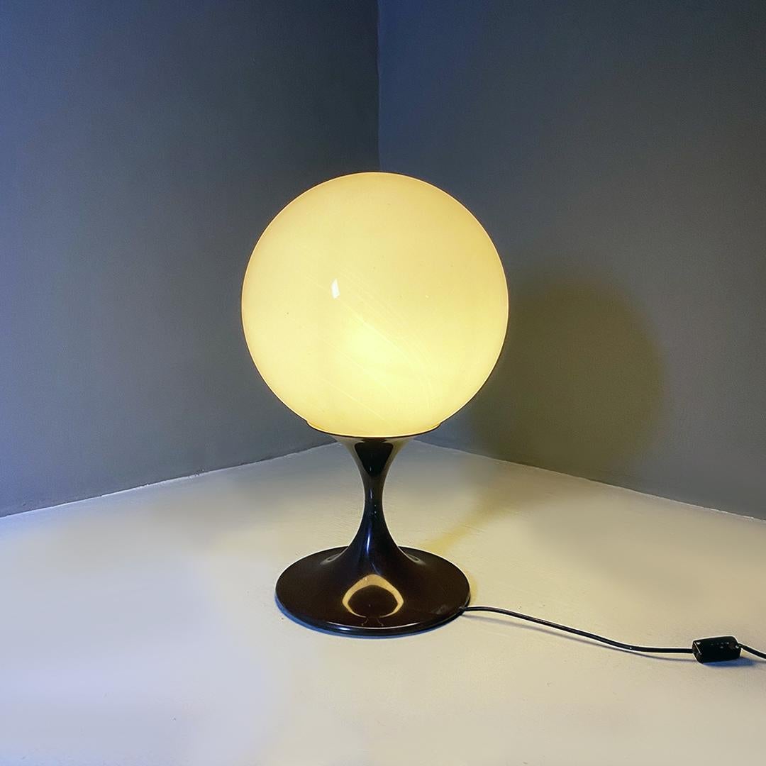 Italian Space Age Brown Plastic and Opal Glass Floor or Table Lamp, 1970s For Sale 7
