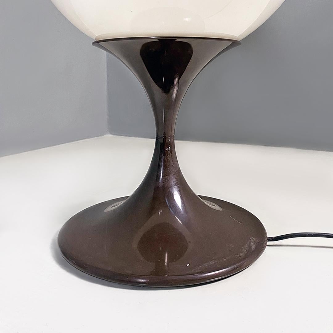 Late 20th Century Italian Space Age Brown Plastic and Opal Glass Floor or Table Lamp, 1970s For Sale