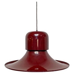 Italian Space Age Burgundy the Hat Chandelier by Joe Colombo for Stilnovo, 1974