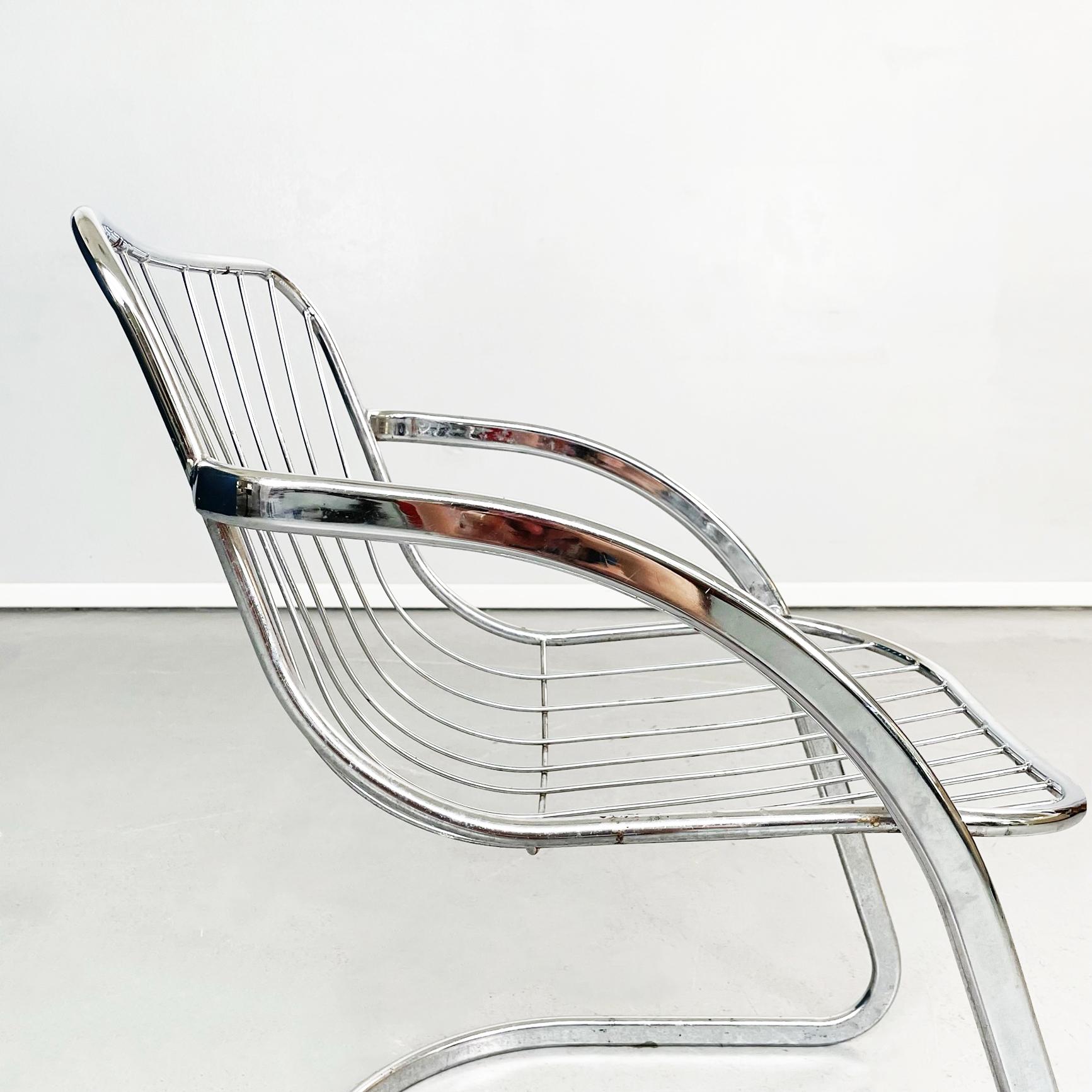 Italian Space Age Chair in Curved Chromed Steel, 1970s For Sale 6