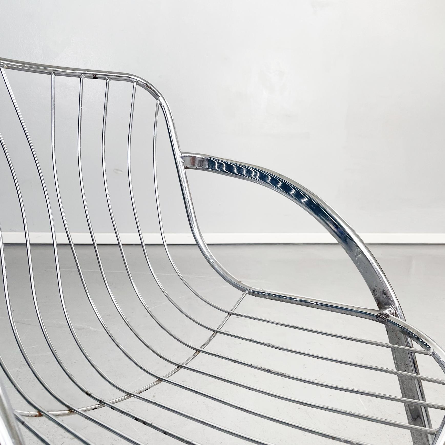 Italian Space Age Chair in Curved Chromed Steel, 1970s For Sale 1