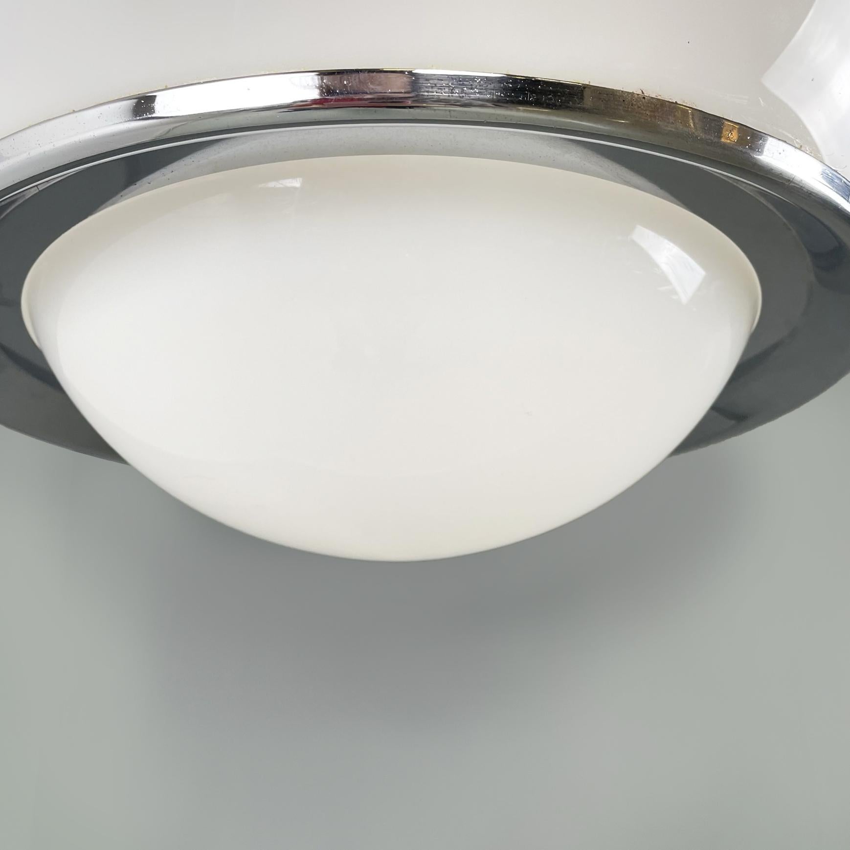 Acier Lustre italien de l'ère spatiale, Studio6g pour Guzzini Illuminazione, 1970