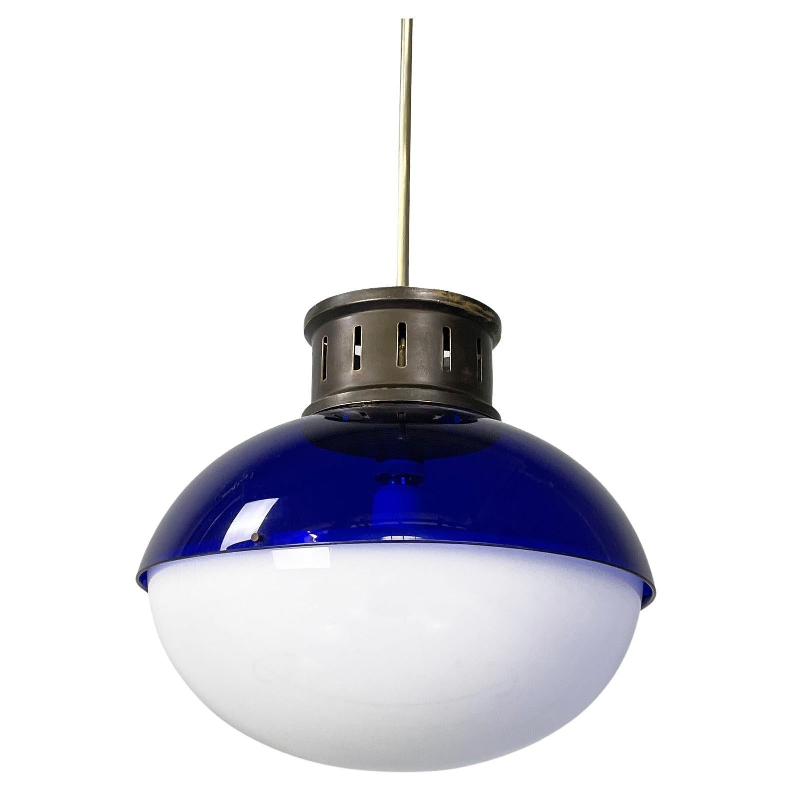 Italian Space Age chandelier in blue and white plexiglass, 1970s