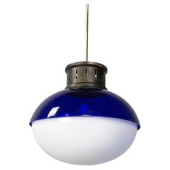 Italian Space Age chandelier in blue and white plexiglass, 1970s