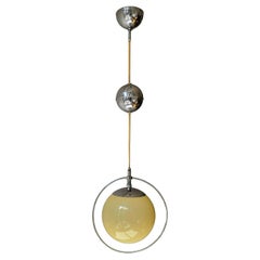 Italian Space Age Chrome and Glass Pendant Light, 1970s