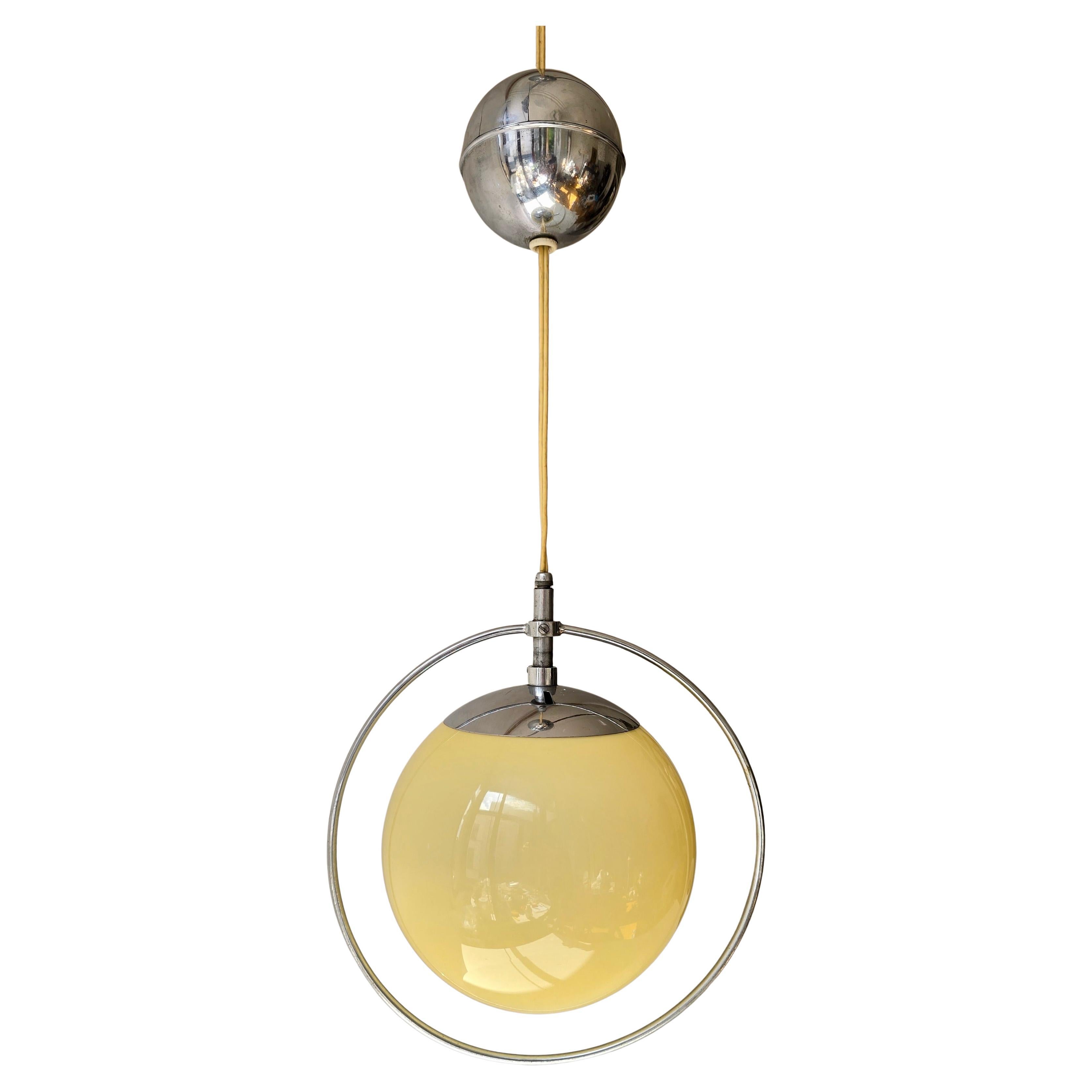 Space Age Lampada a sospensione italiana Space and Chrome e vetro, anni '70 in vendita