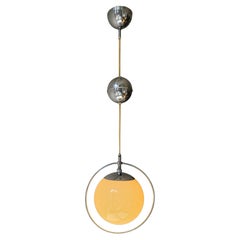 Lampada a sospensione italiana Space and Chrome e vetro, anni '70