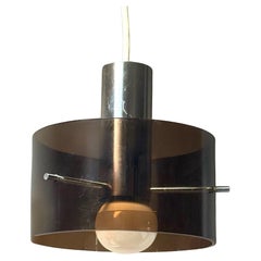 Italian Space Age Chrome and Plexiglass Hanging Light 1970s