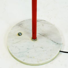 Italian Space Age Chrome and Red Lacquer Eyeball Floor Spotlamp Stilux Attr