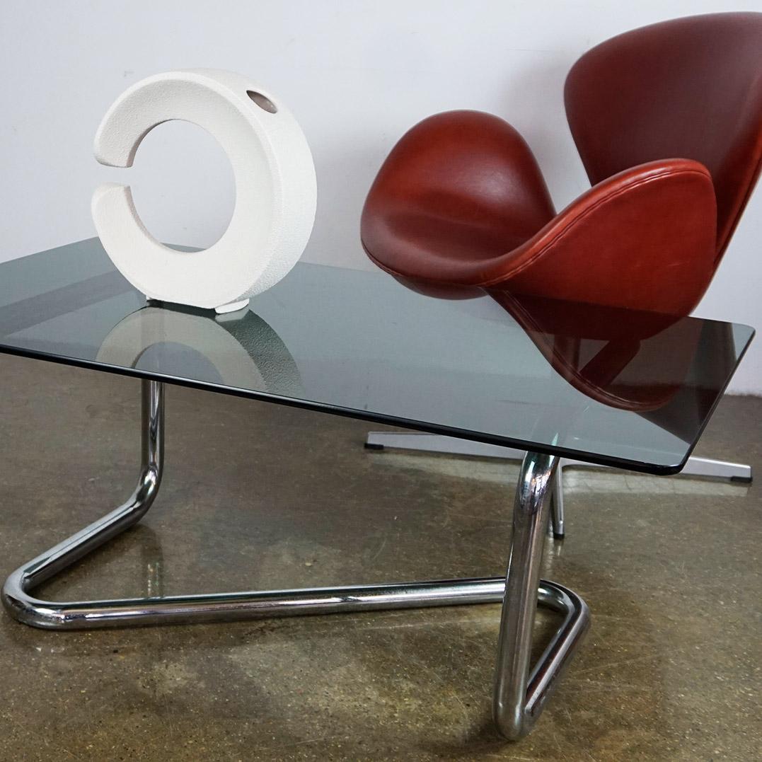 Italian Space Age Chrome and Smoked Glass Coffee Table 7
