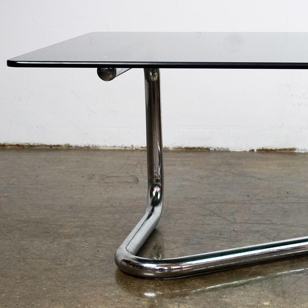 Italian Space Age Chrome and Smoked Glass Coffee Table In Good Condition In Vienna, AT