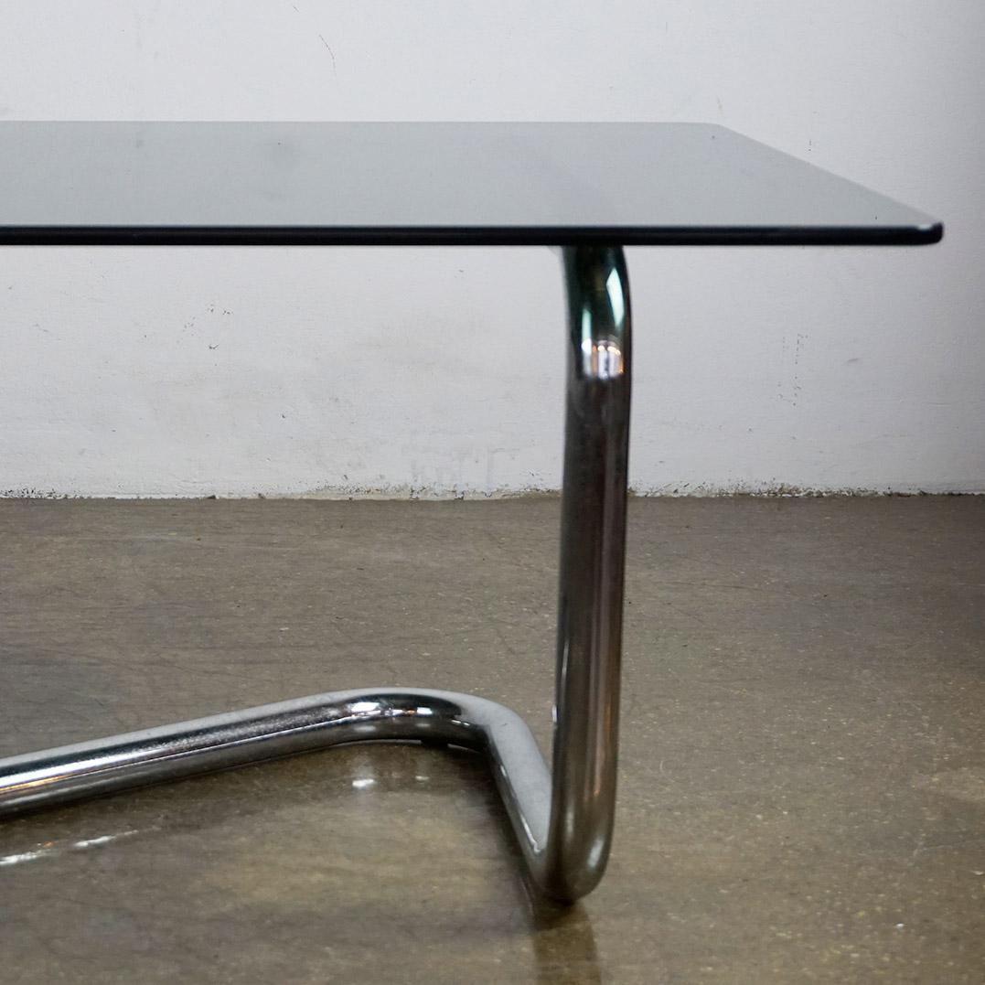 Late 20th Century Italian Space Age Chrome and Smoked Glass Coffee Table