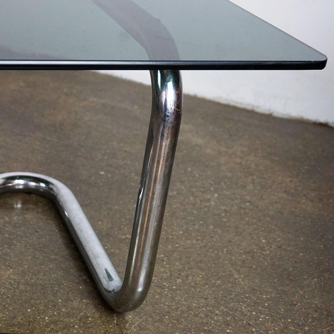 Italian Space Age Chrome and Smoked Glass Coffee Table 5