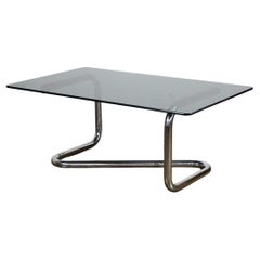 Italian Space Age Chrome and Smoked Glass Coffee Table