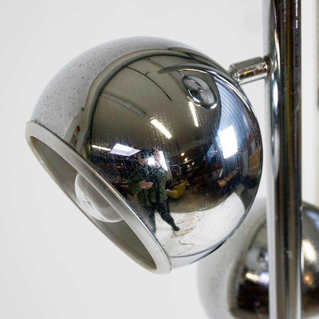 Italian Space Age Chrome Eyeball Floor Spotlamp Stilux Attr For Sale 2