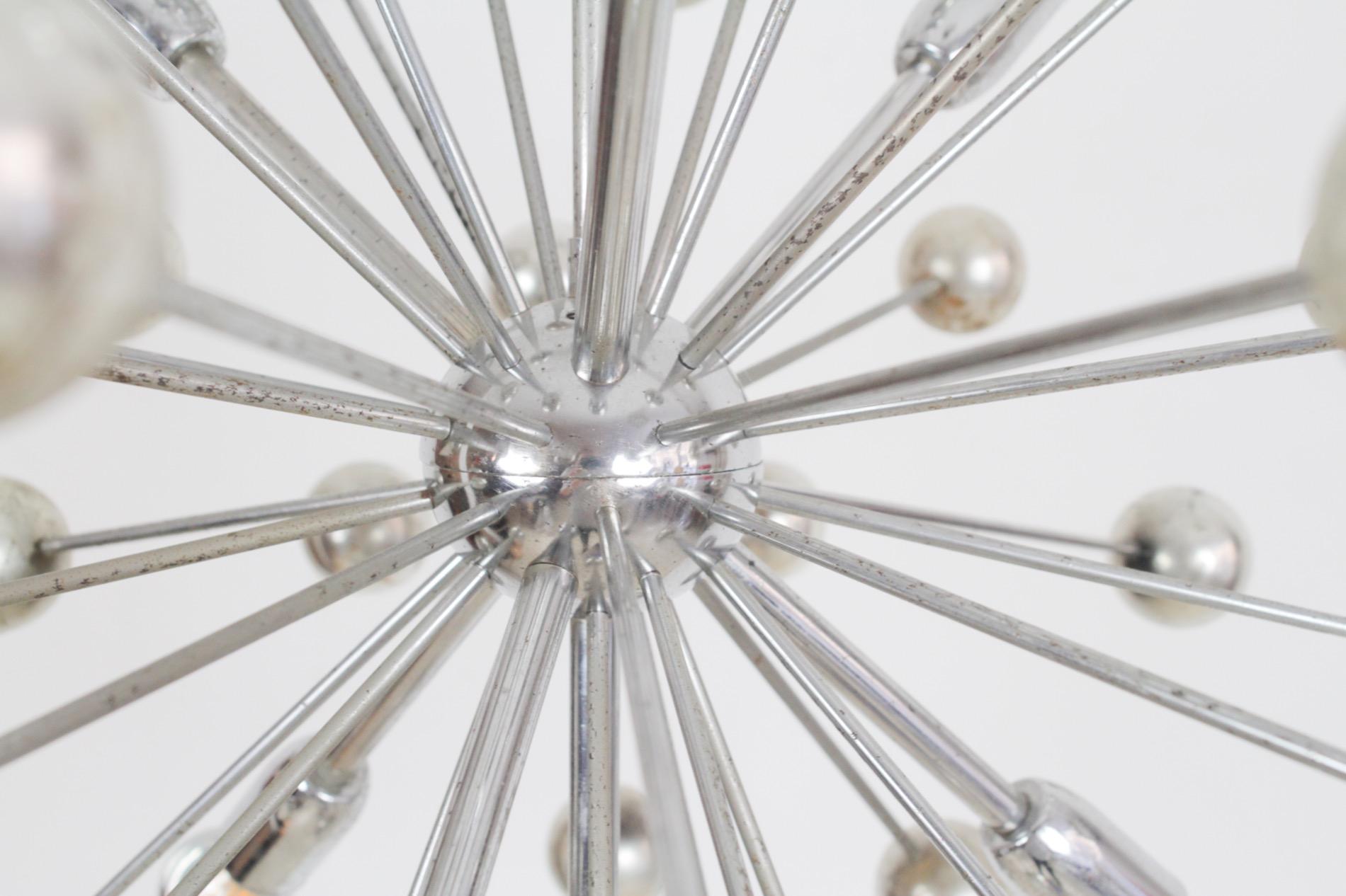 Italian Space Age Chrome-Plated Sputnik Chandelier, 1970s In Good Condition In Budapest, HU