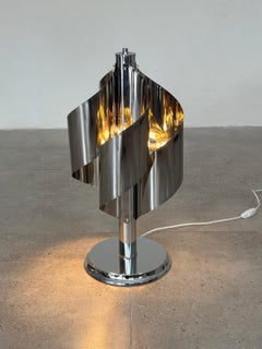 Italian Space Age Chrome Spiral Table Lamp by Goffredo Reggiani, 1970s