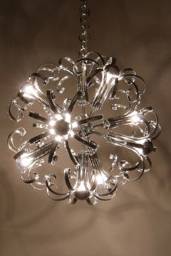 Vintage Italian Space Age Chrome Sputnik Chandelier, Pendant Lamp 1970s