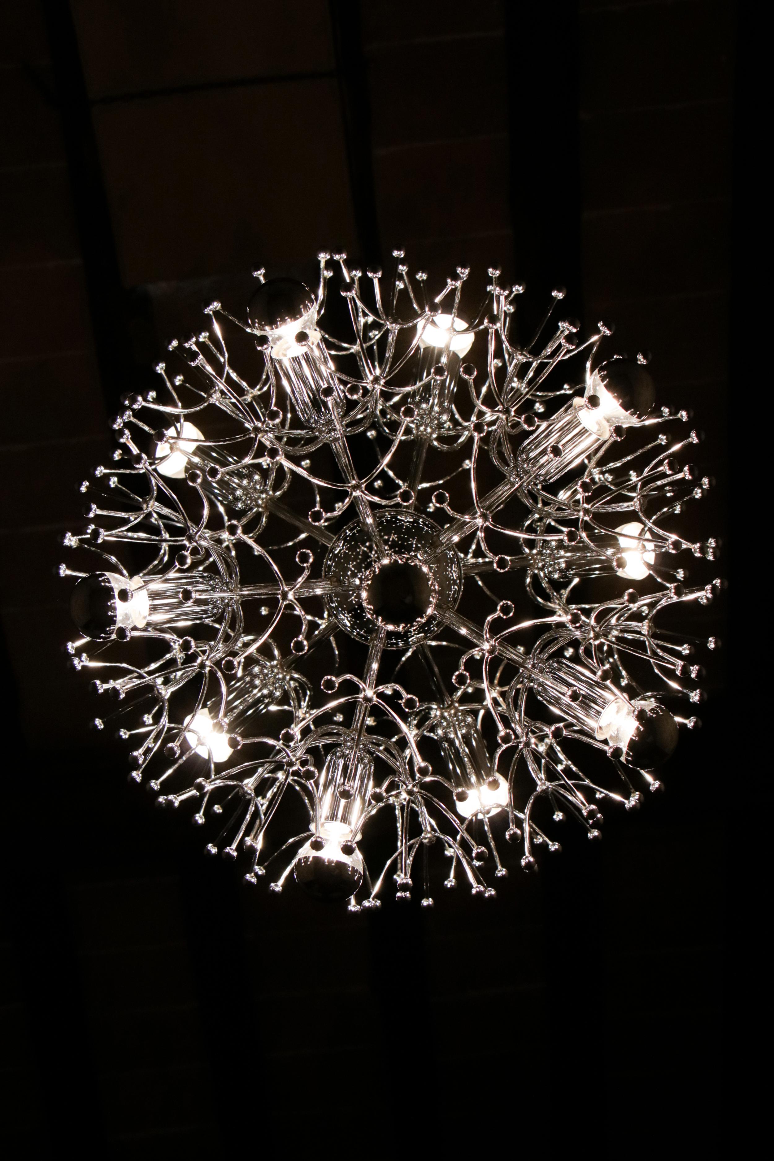Italian Space Age Chrome Sputnik Chandelier, Pendant Lamp by Gaetano Sciolari For Sale 10