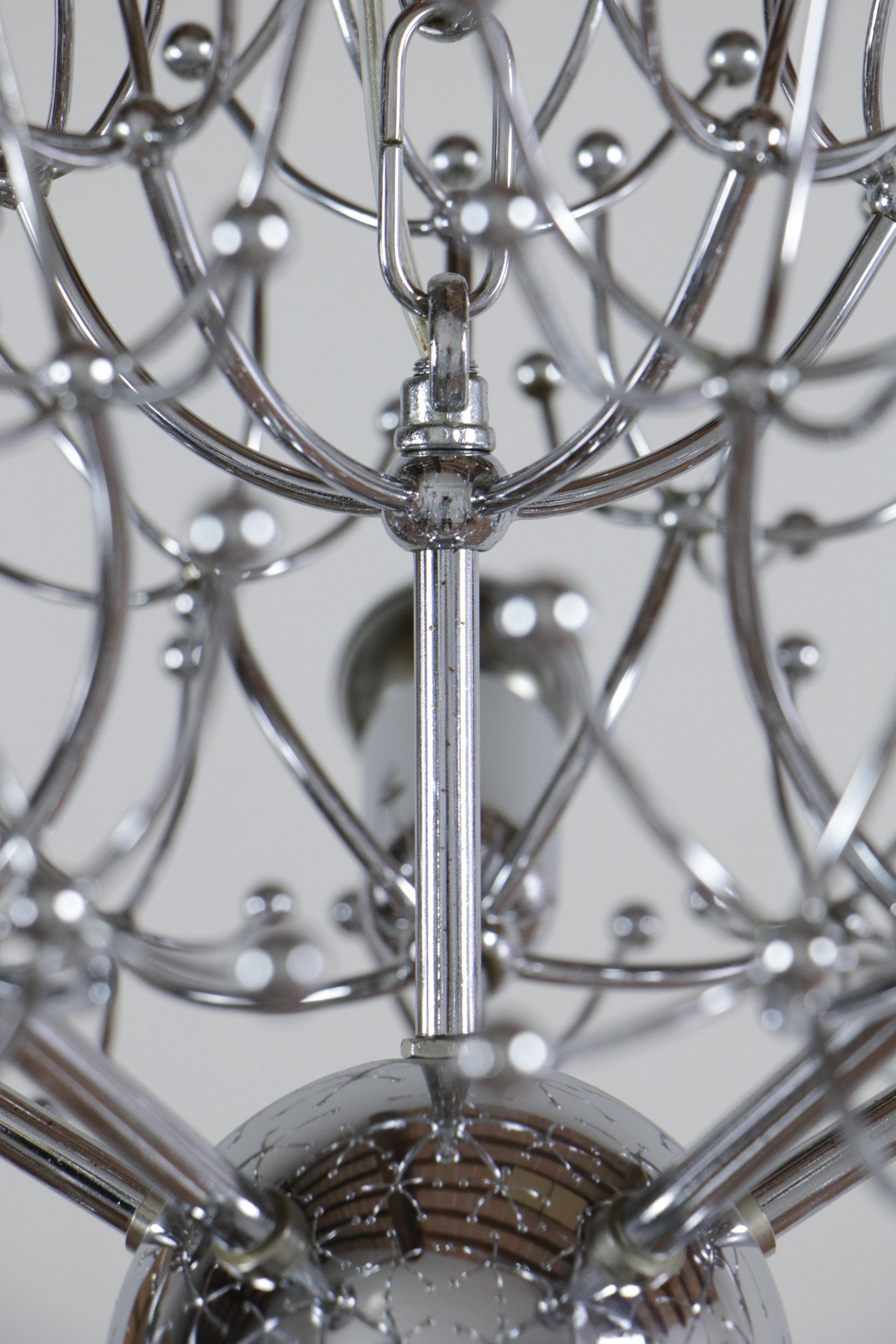 Italian Space Age Chrome Sputnik Chandelier, Pendant Lamp by Gaetano Sciolari For Sale 2