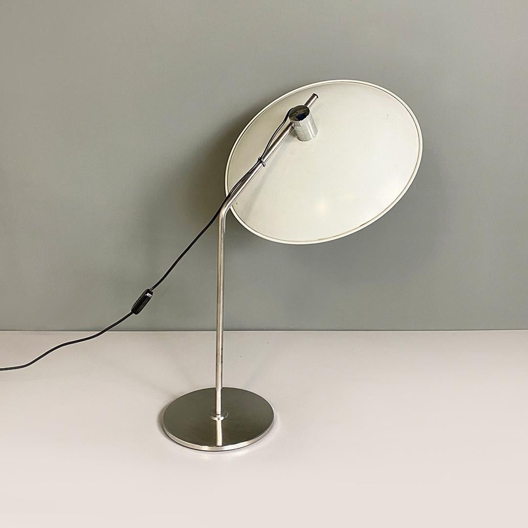 Italian Space Age Chromed Steel and White Metal Adjustable Table Lamp, 1970s For Sale 5